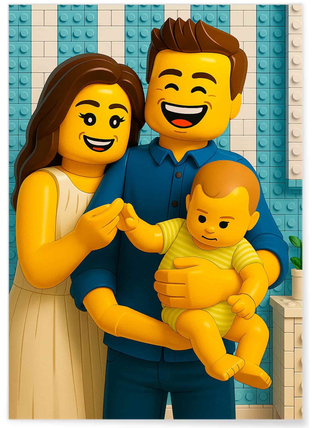 Personalisierbares Baustein-Poster – Porträt im „Brick“-Stil mit KI | L’AFFICHERIE