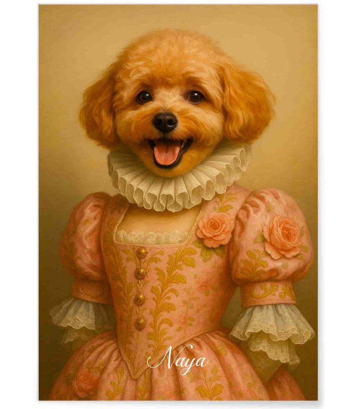 Personalisierbares Königliches Hunde-Poster (Weibchen) – Edles Porträt im Stil des 18. Jahrhunderts 🐶👑