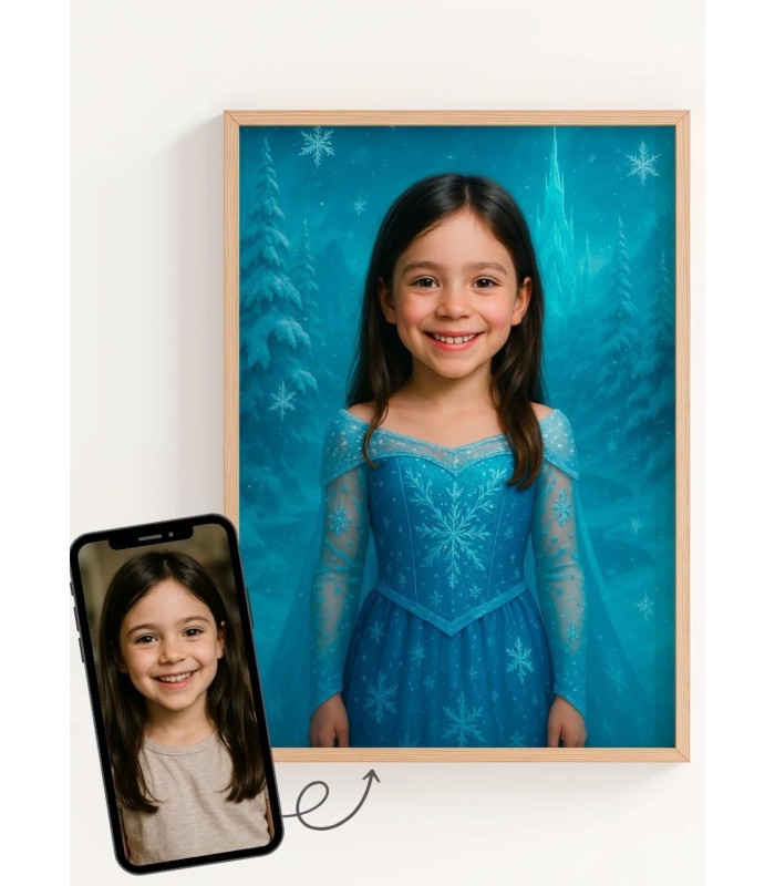 Personalisierbares Poster – Eiskönigin-Prinzessin Porträt für Kinder | L’AFFICHERIE