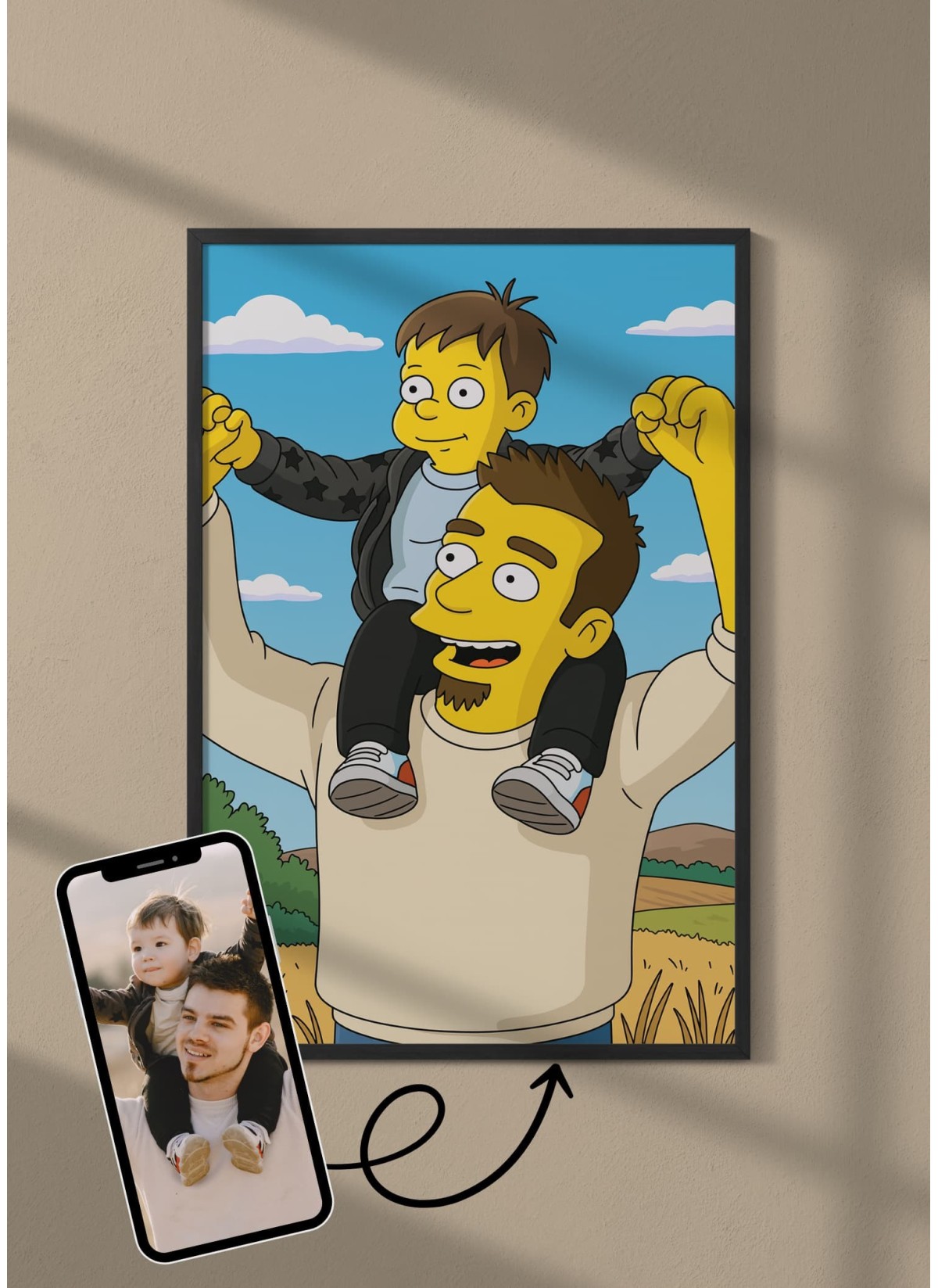 Personalisierbares Cartoon-Poster (KI) – Ihr Porträt im gelben Stil | L’AFFICHERIE