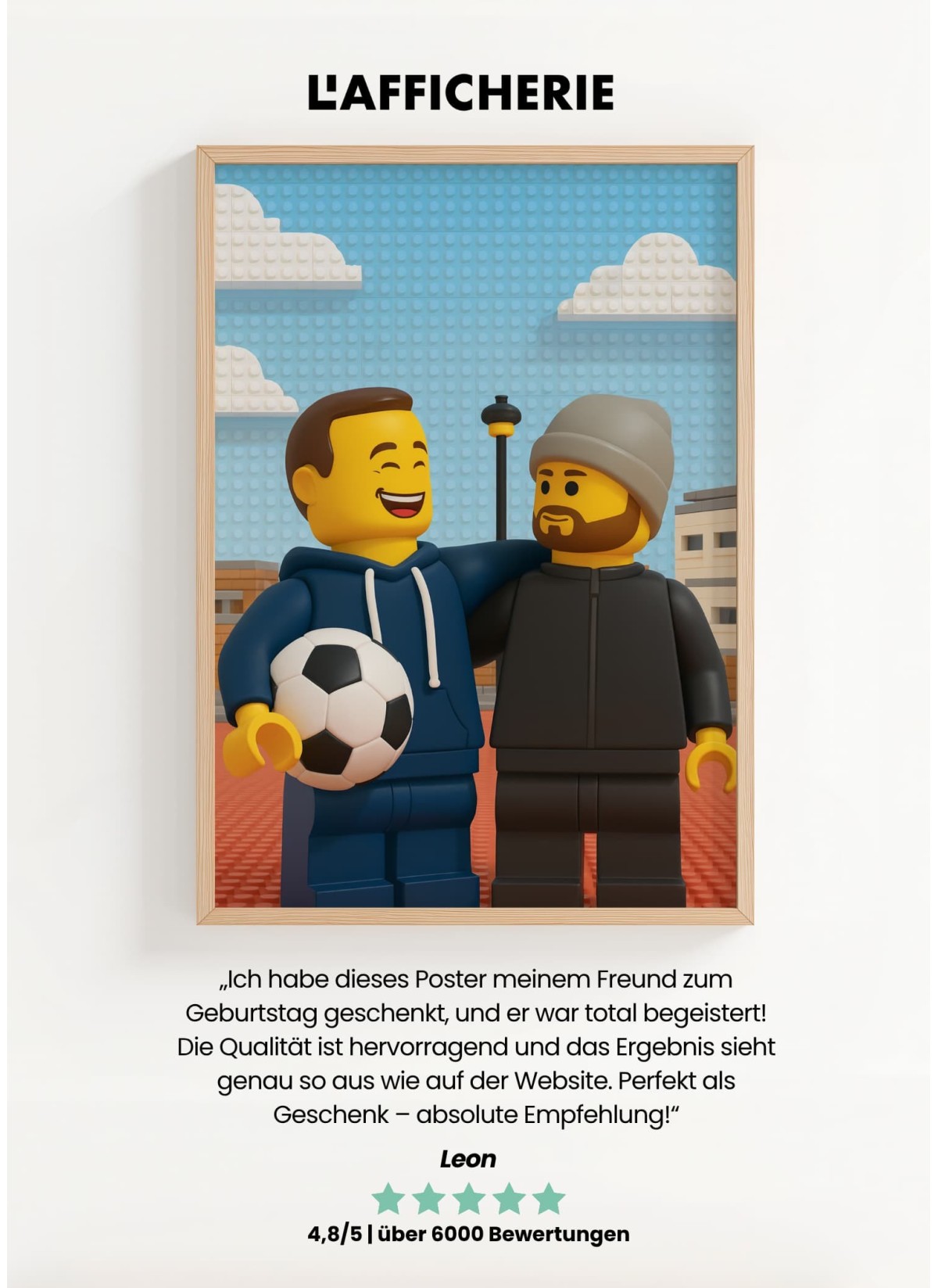 Personalisierbares Baustein-Poster – Porträt im „Brick“-Stil mit KI | L’AFFICHERIE