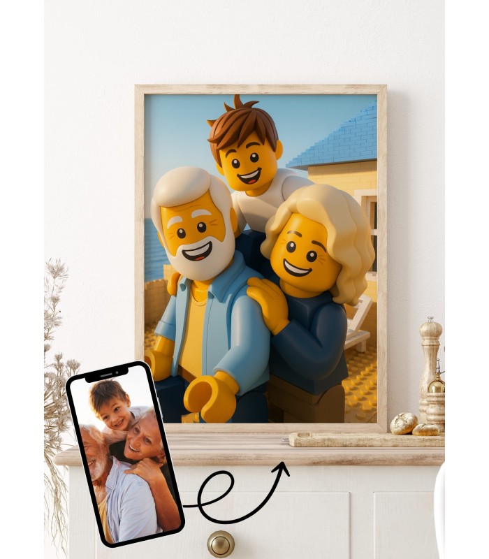 Personalisierbares Baustein-Poster – Porträt im „Brick“-Stil mit KI | L’AFFICHERIE